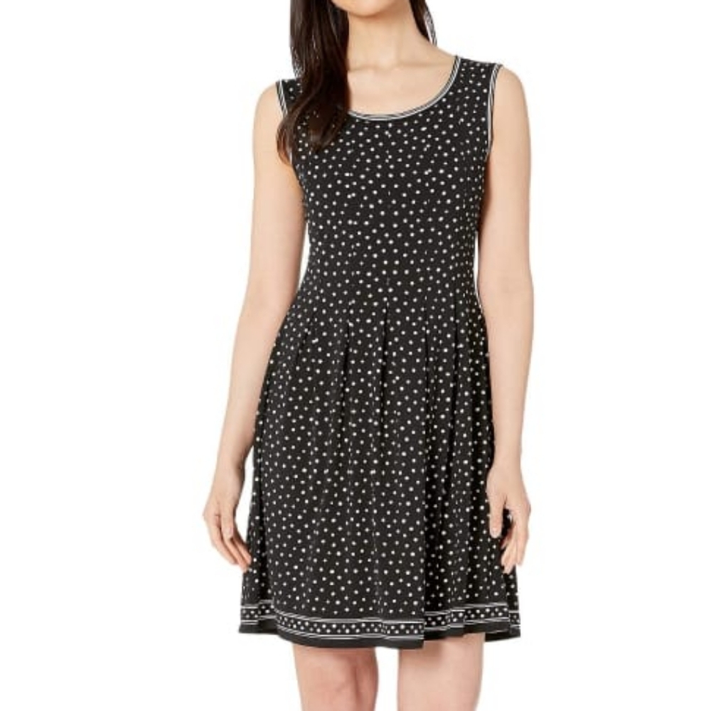 Max Studio White Black Polka Dots Dress